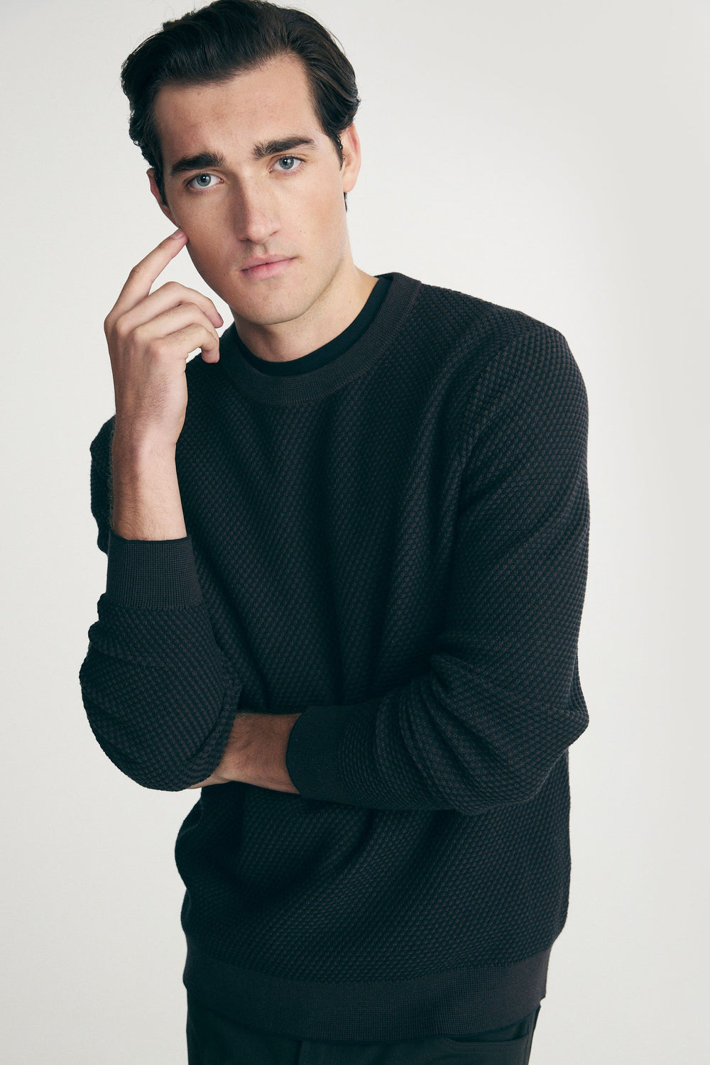Textured crew-neck sweater