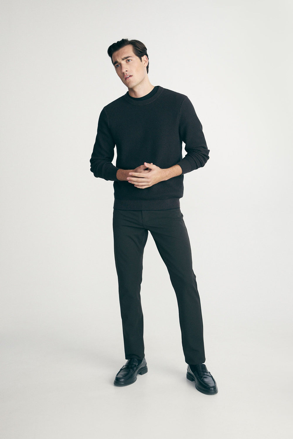 Textured crew-neck sweater