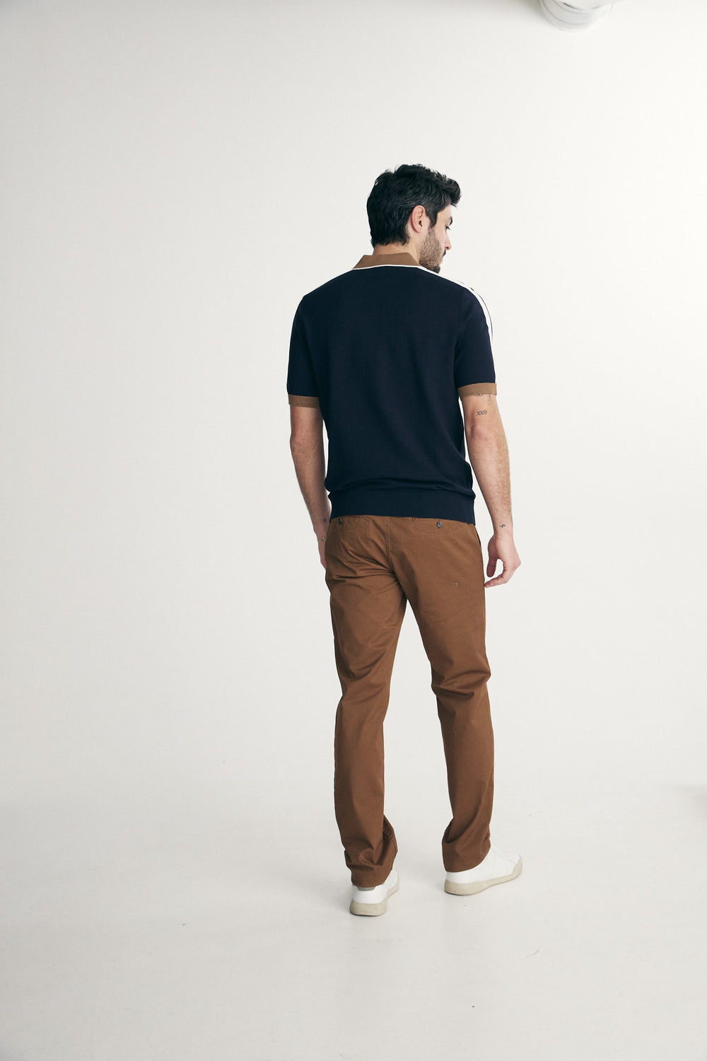 Color blocking knitted polo