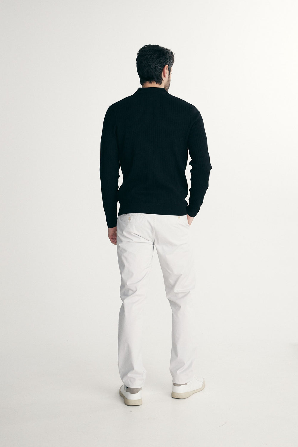 Rib knit solid polo