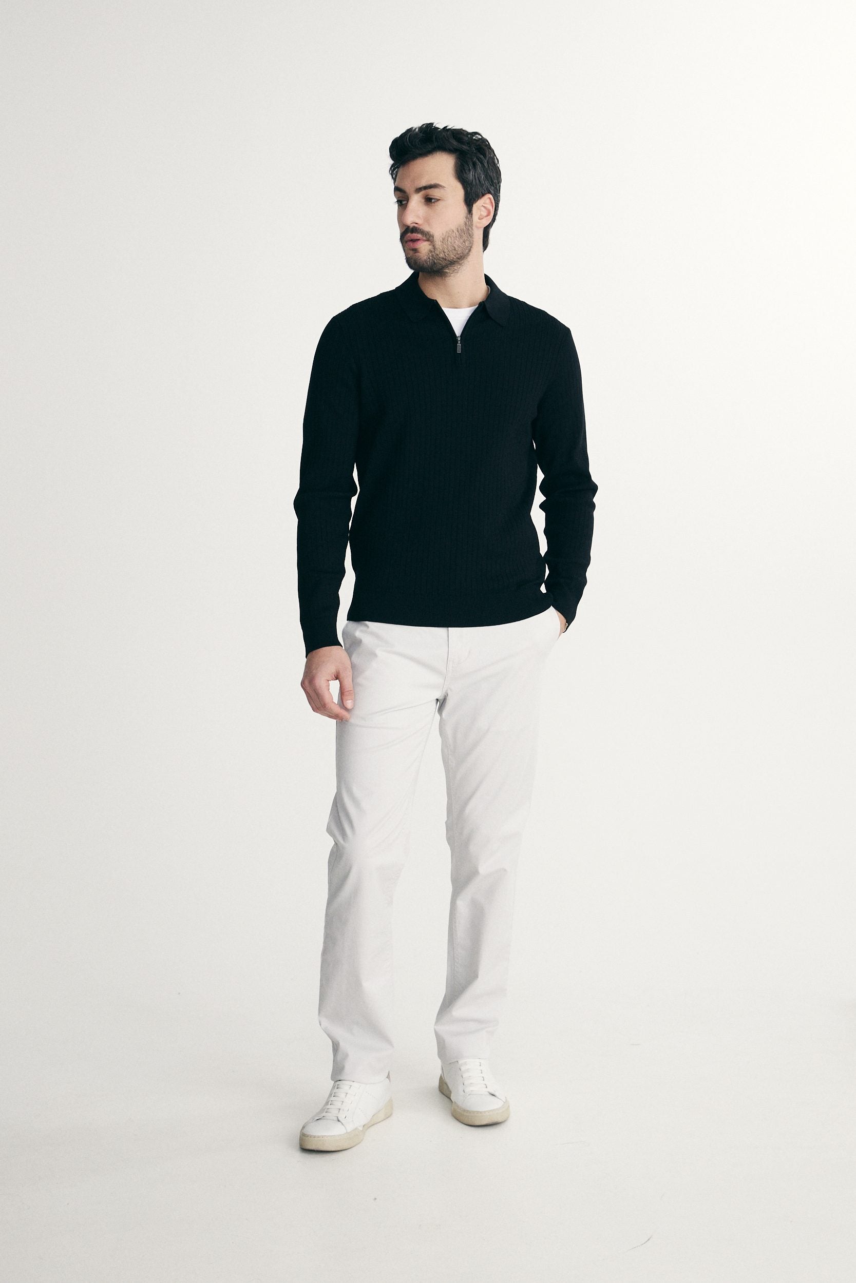 Rib knit solid polo