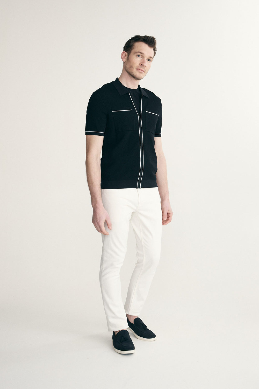 Knitted shirt with zip