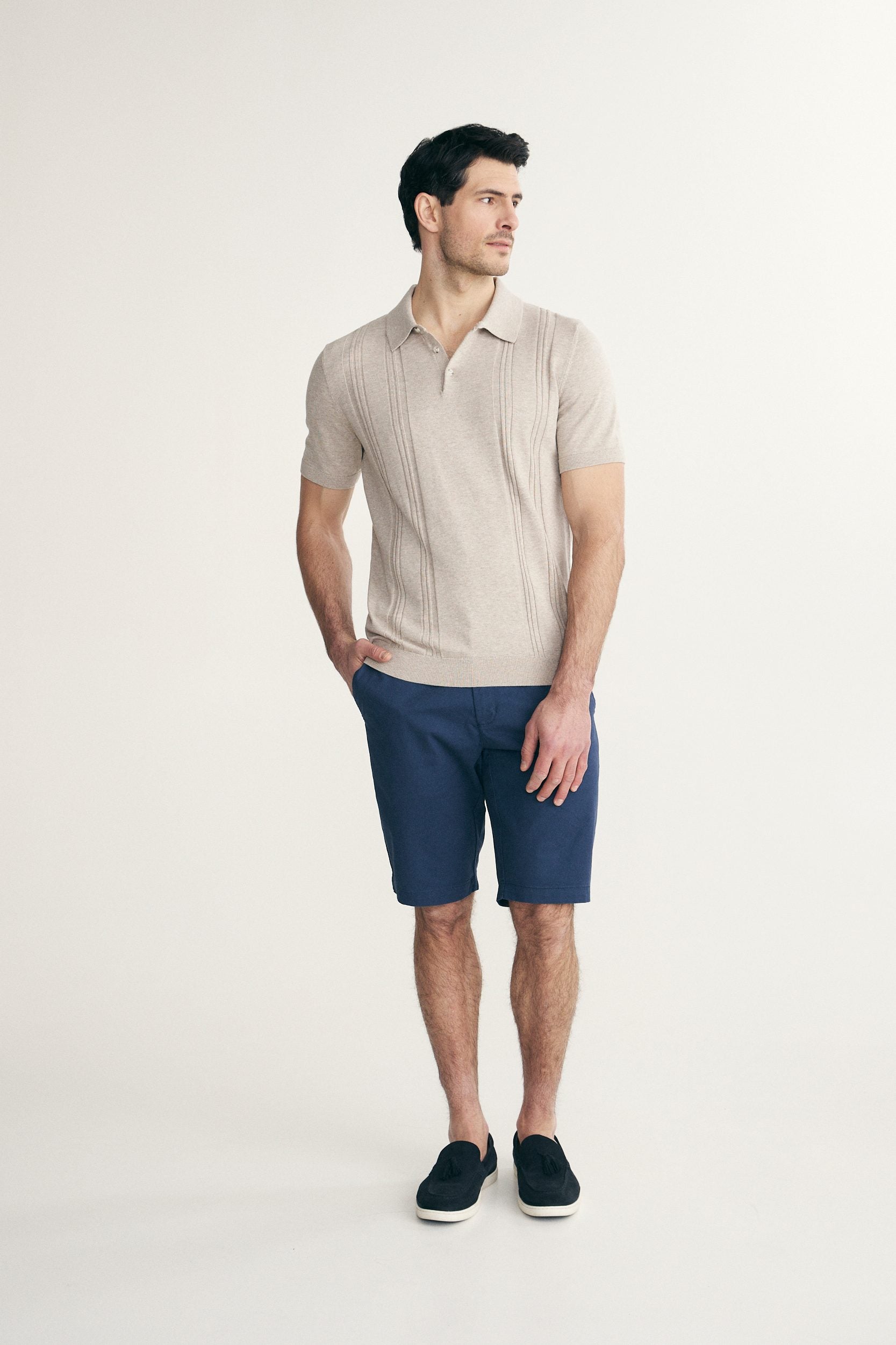 Polo en tricot rayures verticales texturées