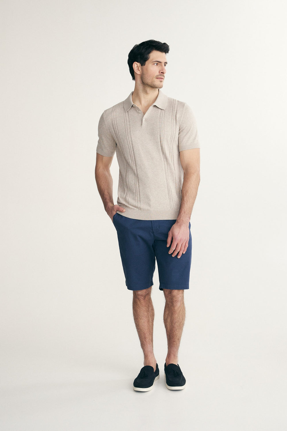 Polo en tricot rayures verticales texturées