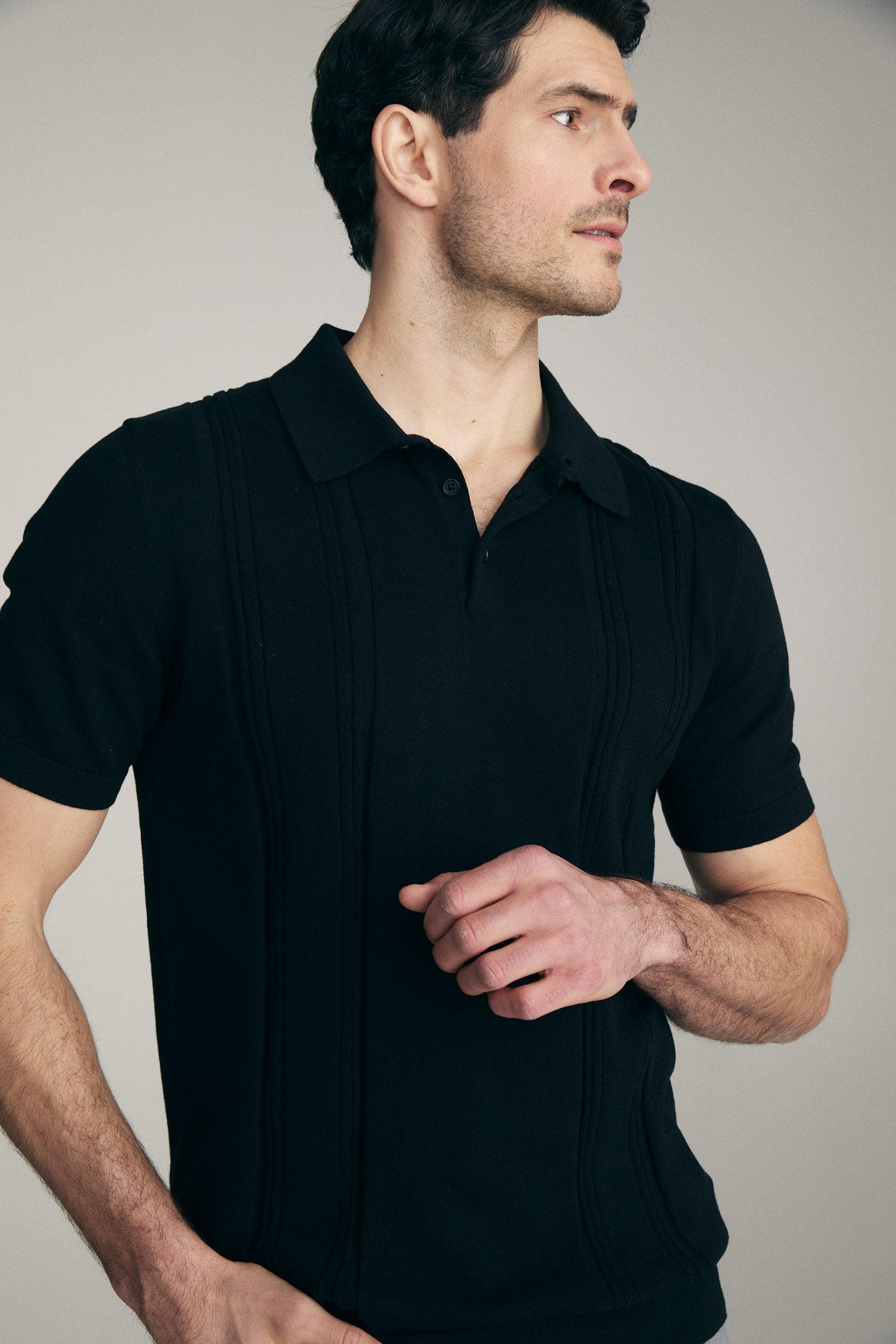 Polo en tricot rayures verticales texturées