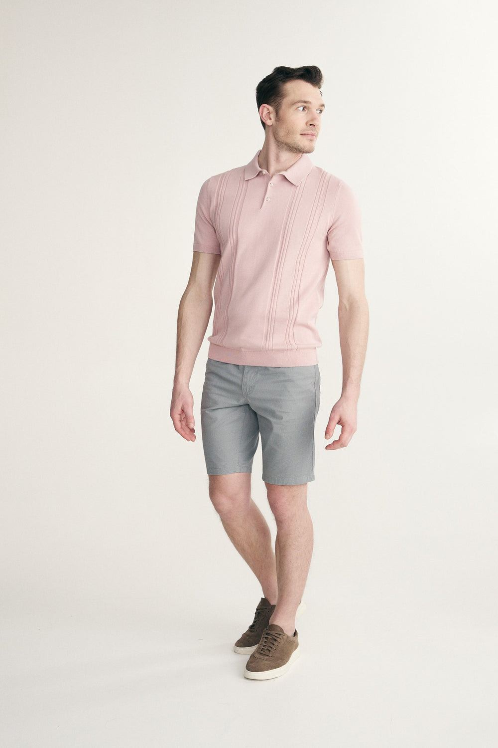 Textured vertical stripes polo