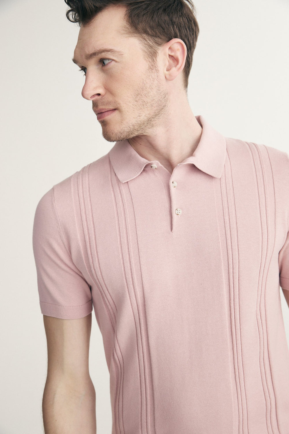 Textured vertical stripes polo
