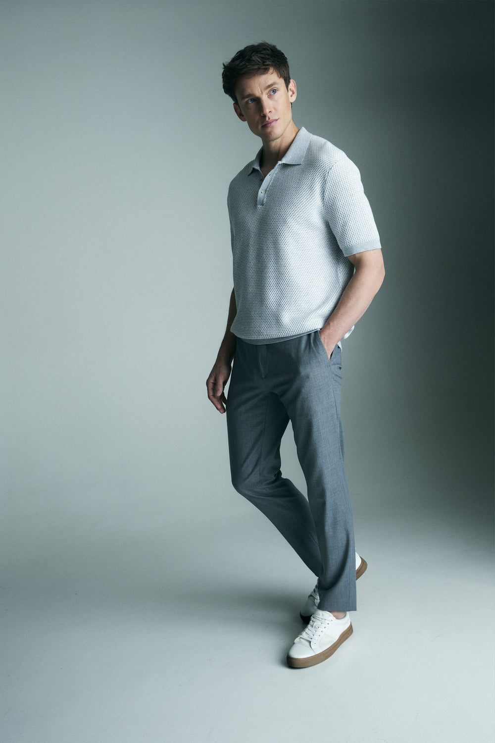 Polo en tricot texturé bicolore