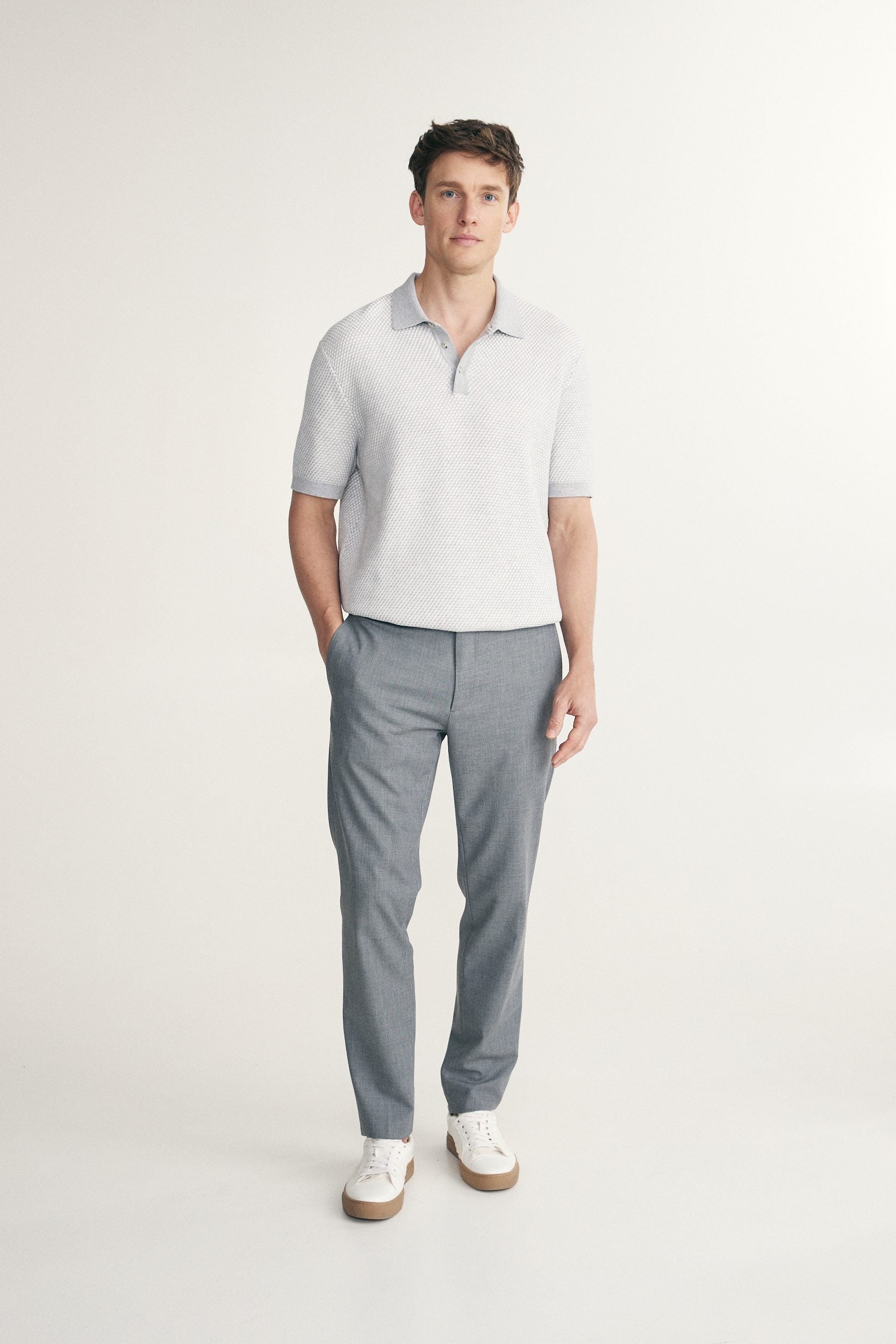 Polo en tricot texturé bicolore