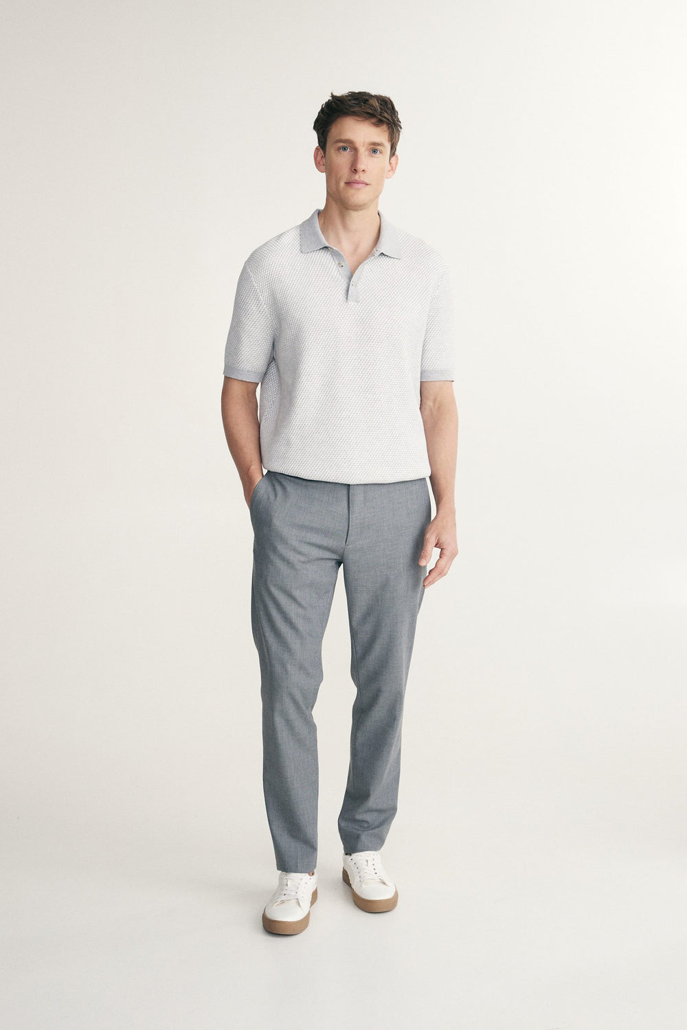 Polo en tricot texturé bicolore