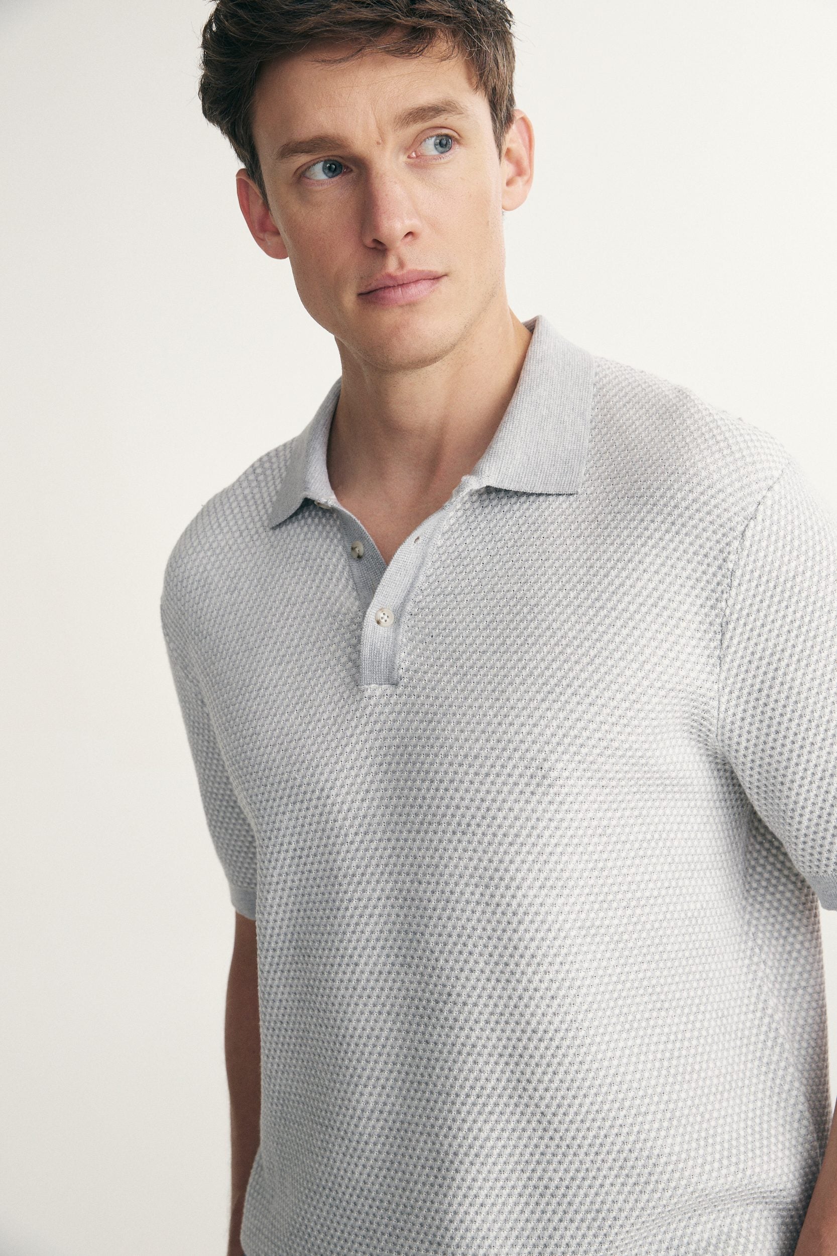 Polo en tricot texturé bicolore