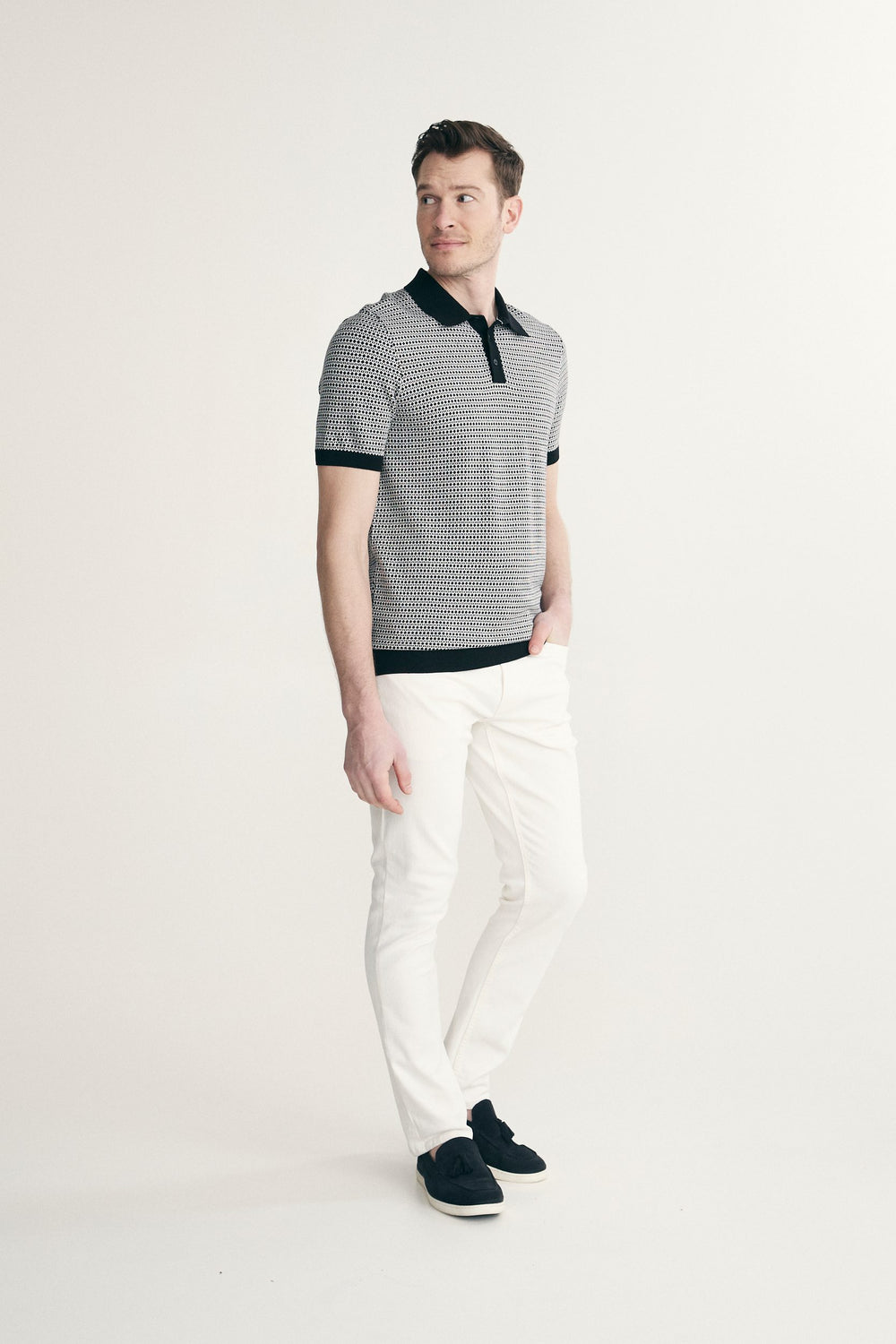 Polo jacquard deux tons