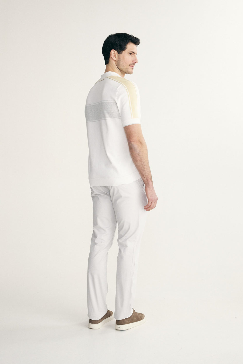 Polo en tricot bloc de couleurs