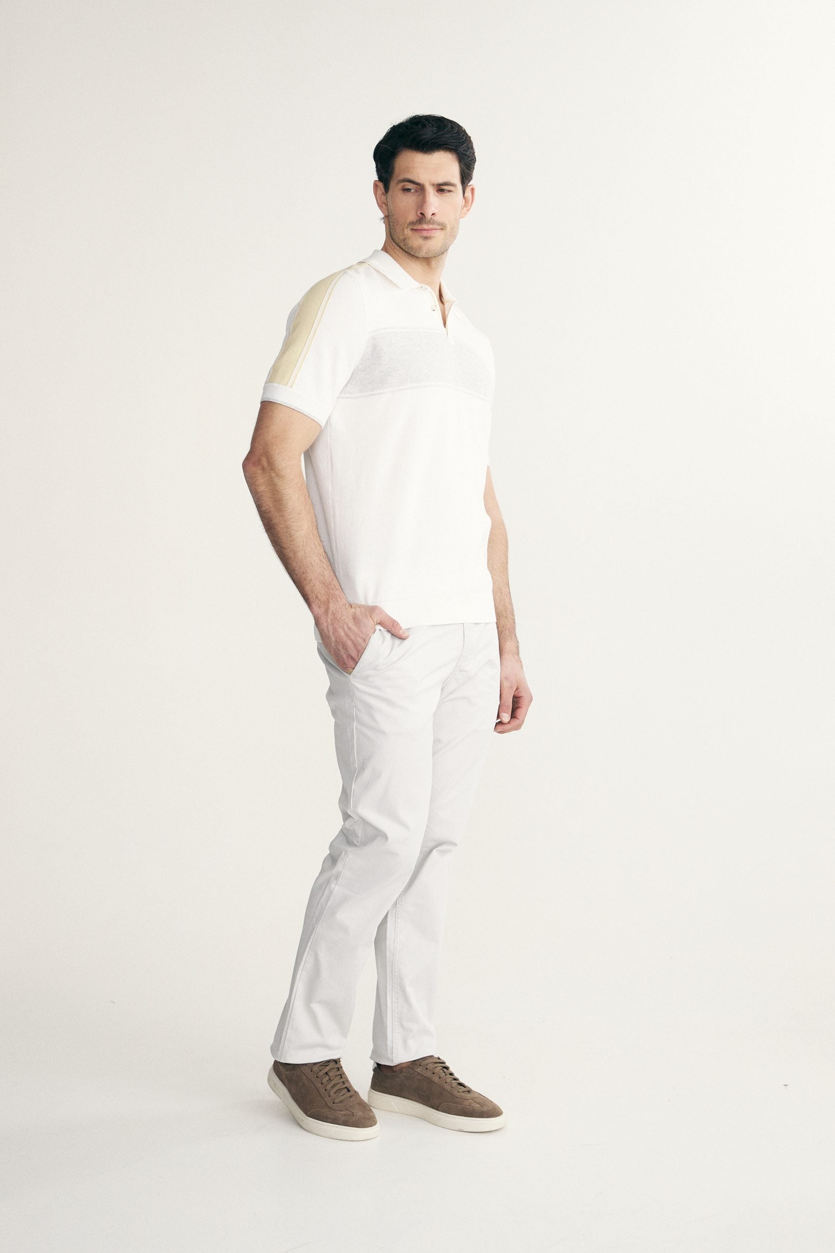 Polo en tricot bloc de couleurs