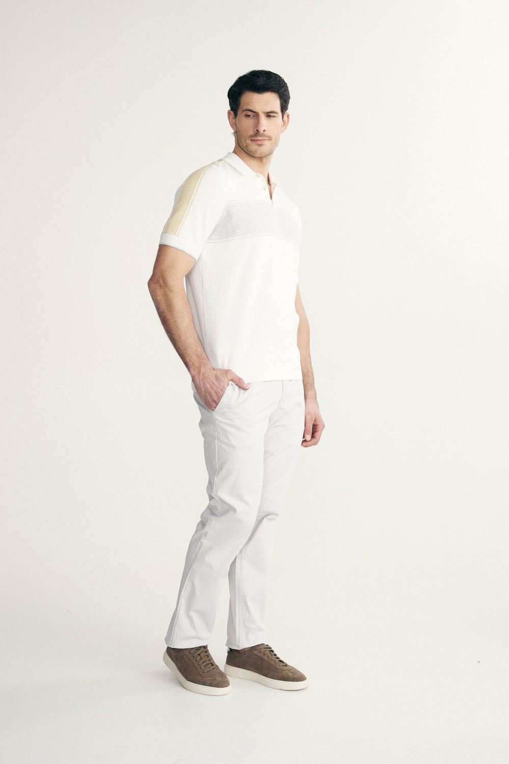 Polo en tricot bloc de couleurs