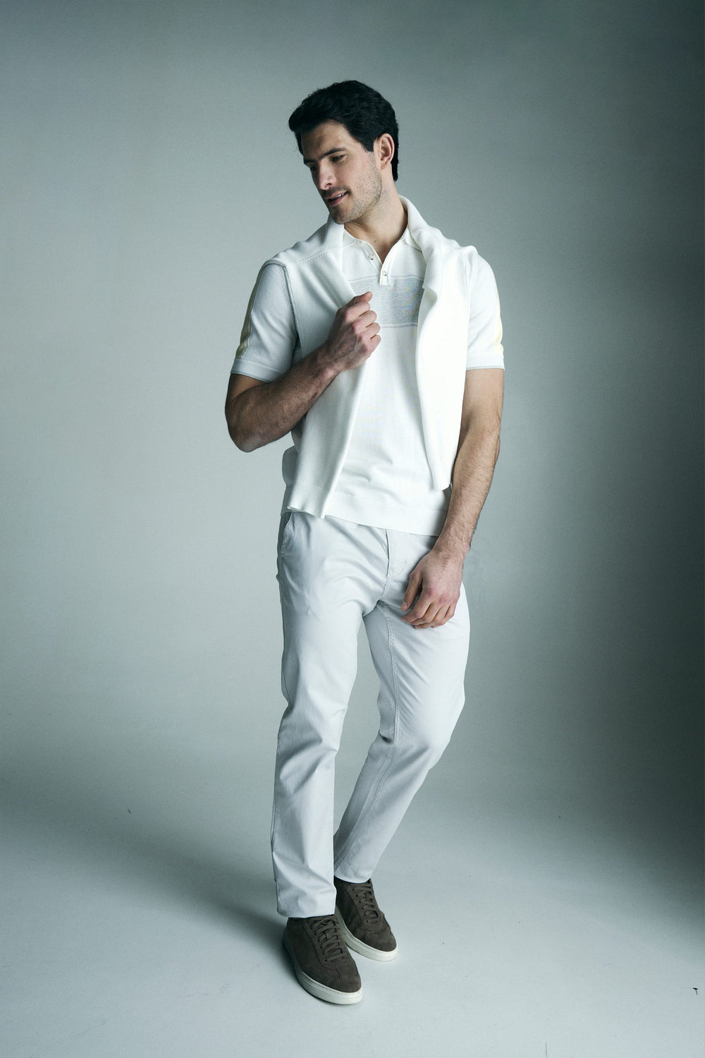 Polo en tricot bloc de couleurs