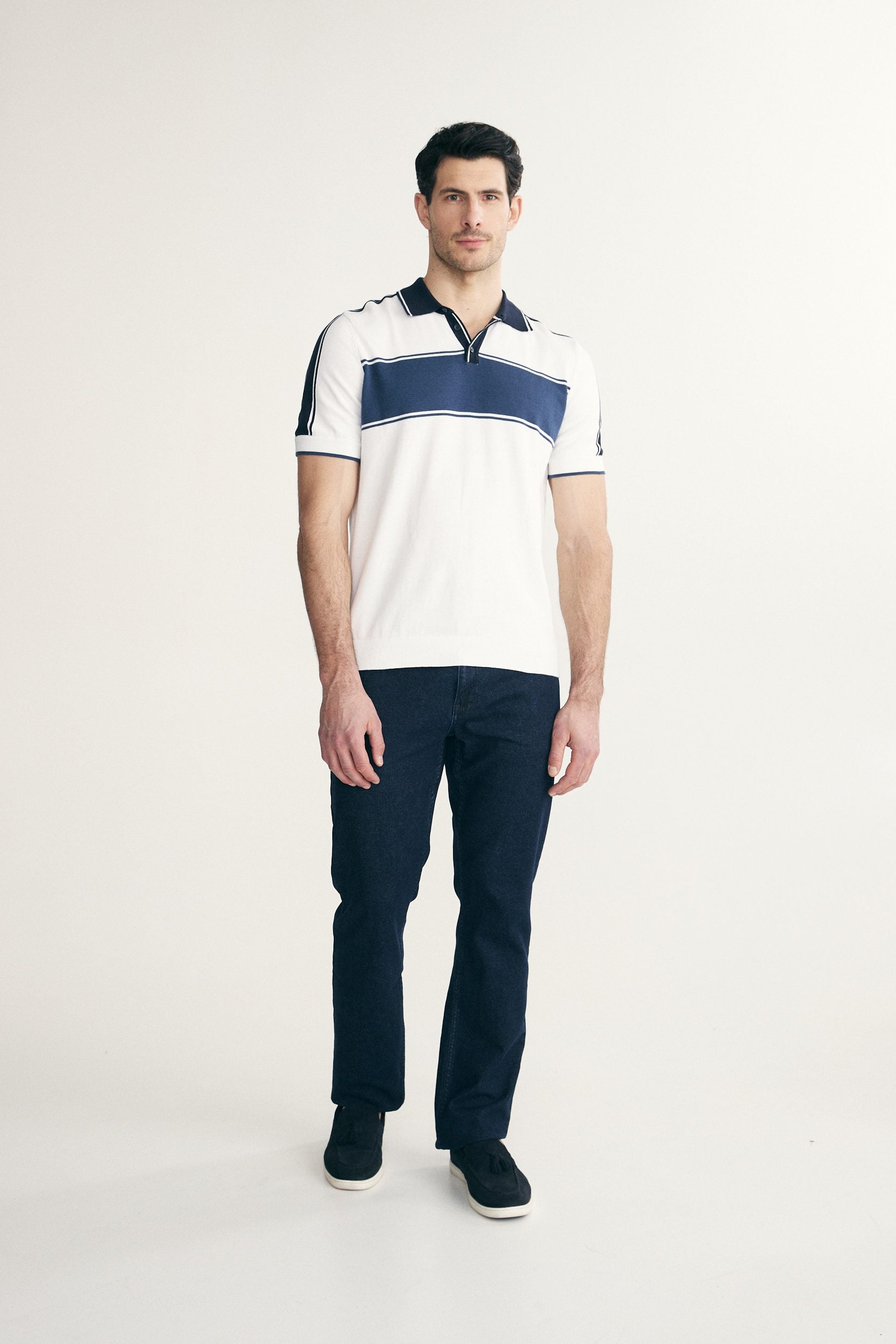 Polo en tricot bloc de couleurs