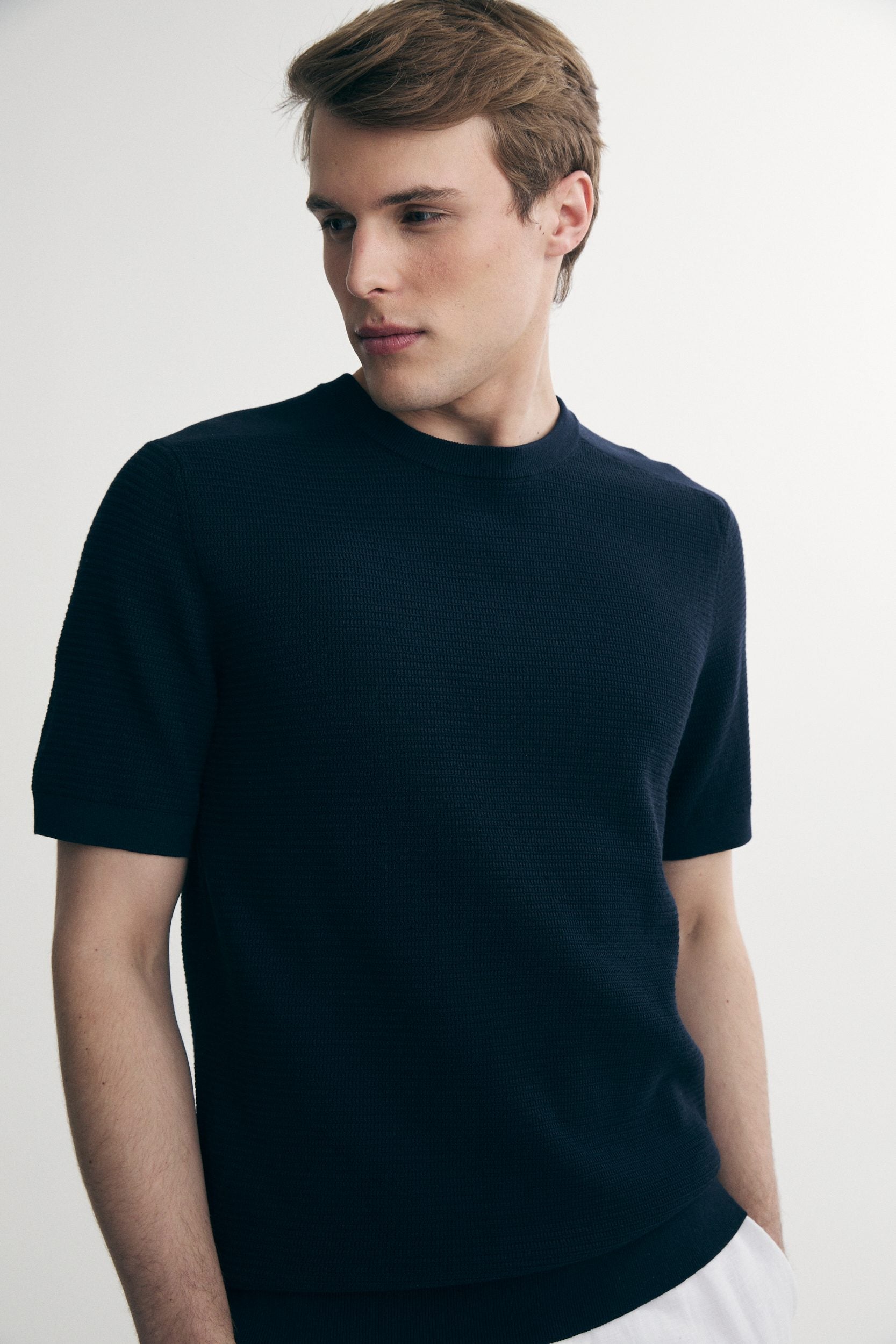 Chandail col rond texturé