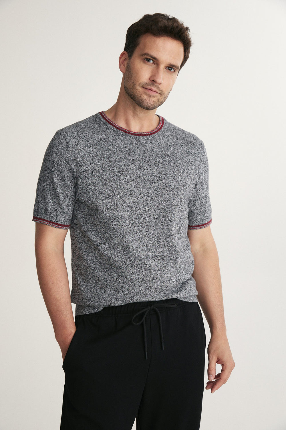 Short Sleeve Sweater with Contrast Details