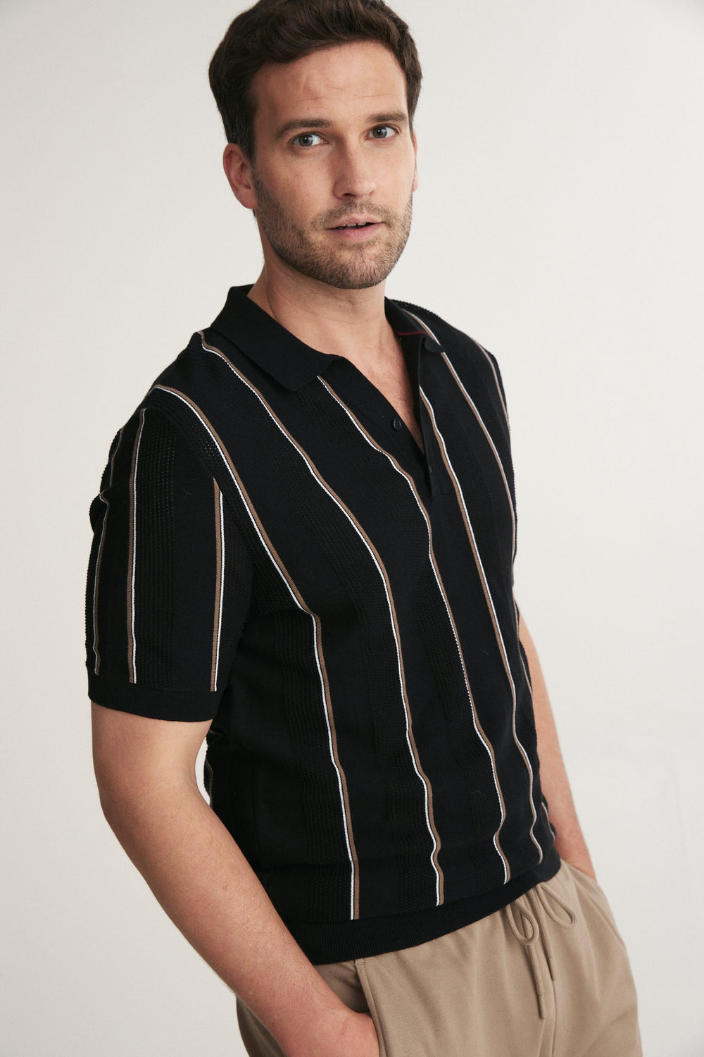 Striped Knit Polo