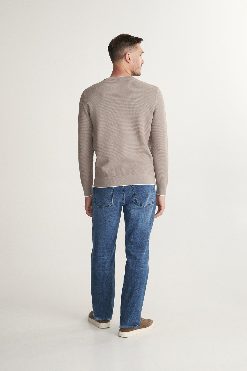 Long sleeve textured crew neck