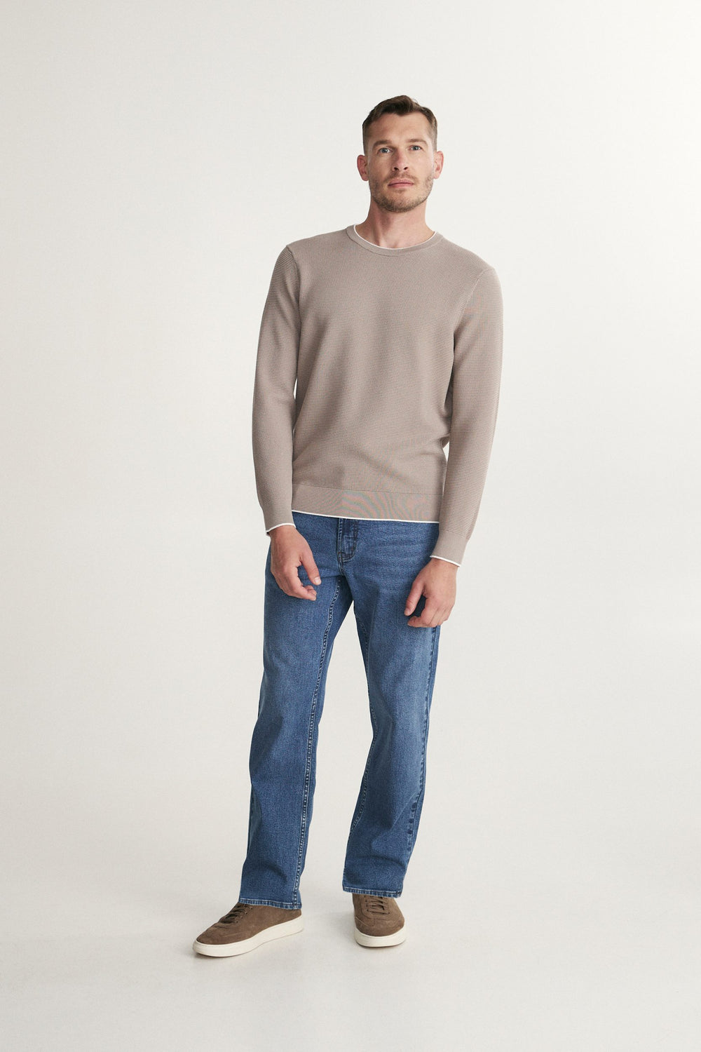 Long sleeve textured crew neck