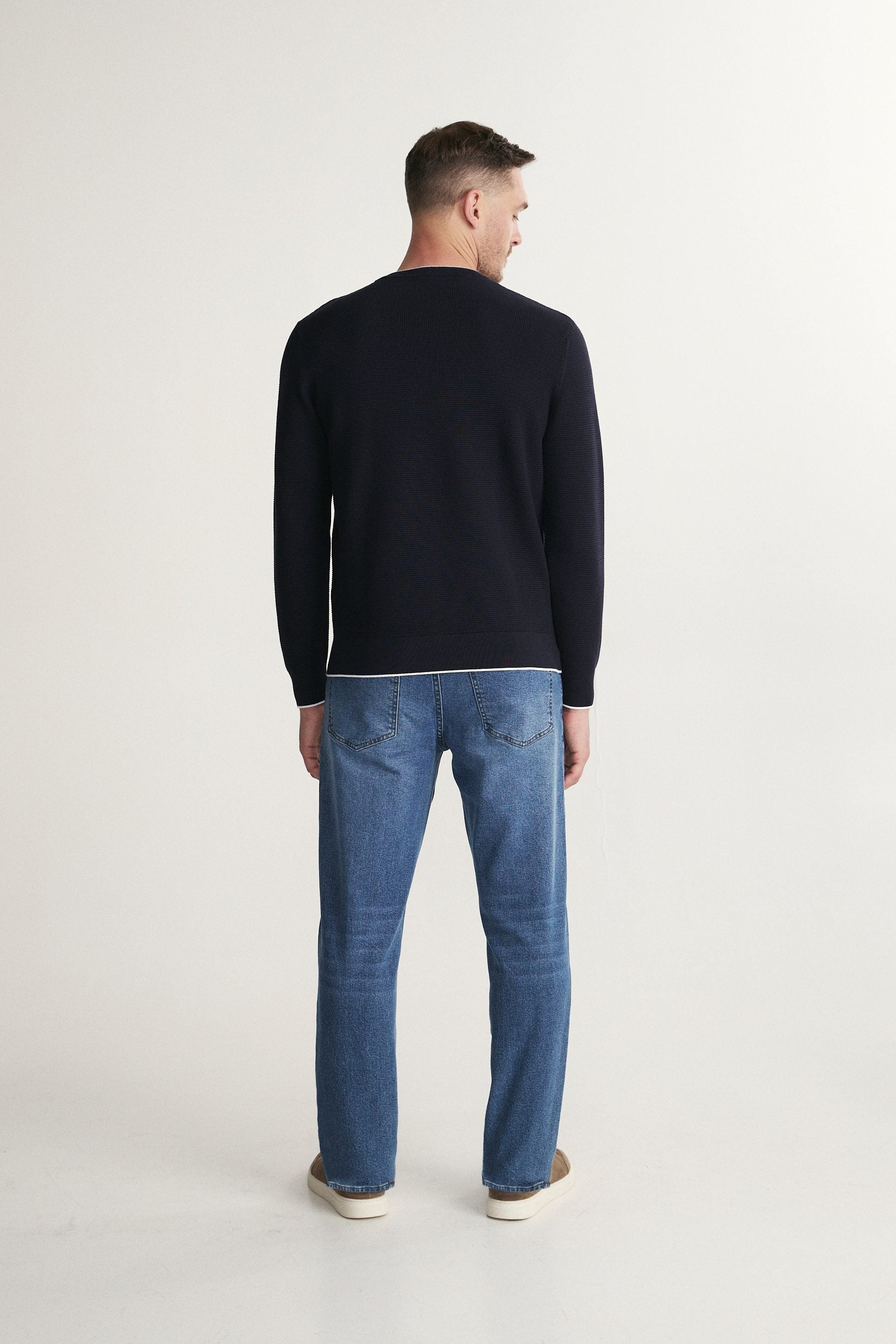 Long sleeve textured crew neck