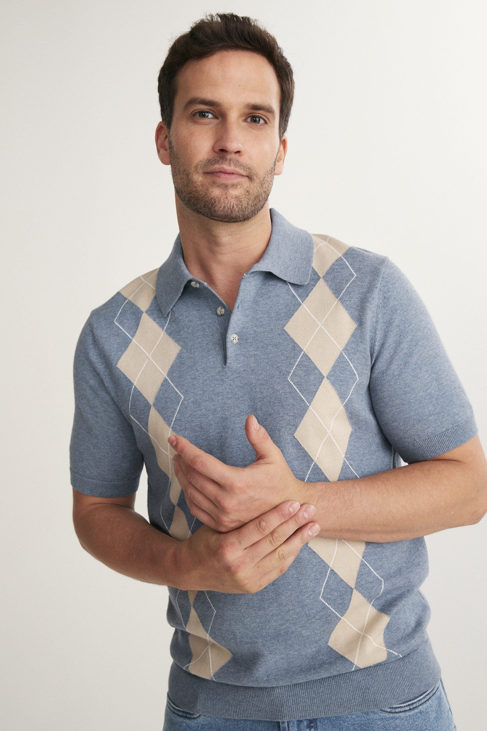 Argyle Johnny Collar Polo