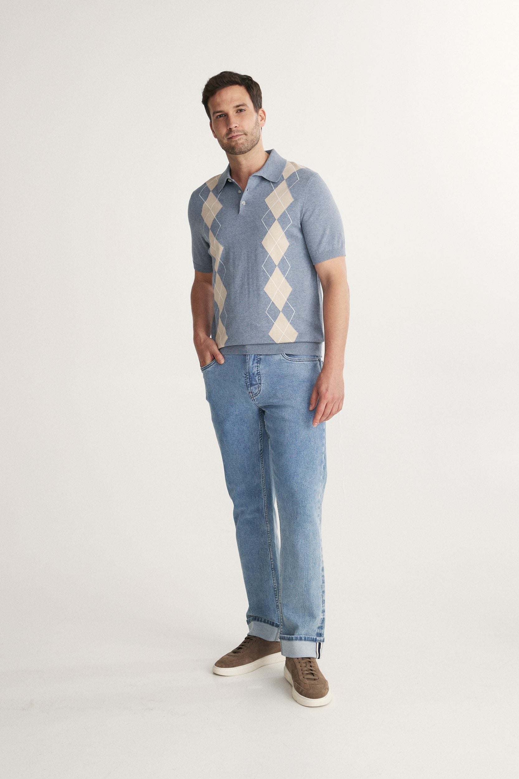 Argyle Johnny Collar Polo