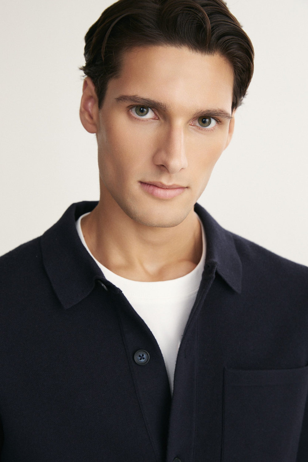 Overshirt look knitted cardigan