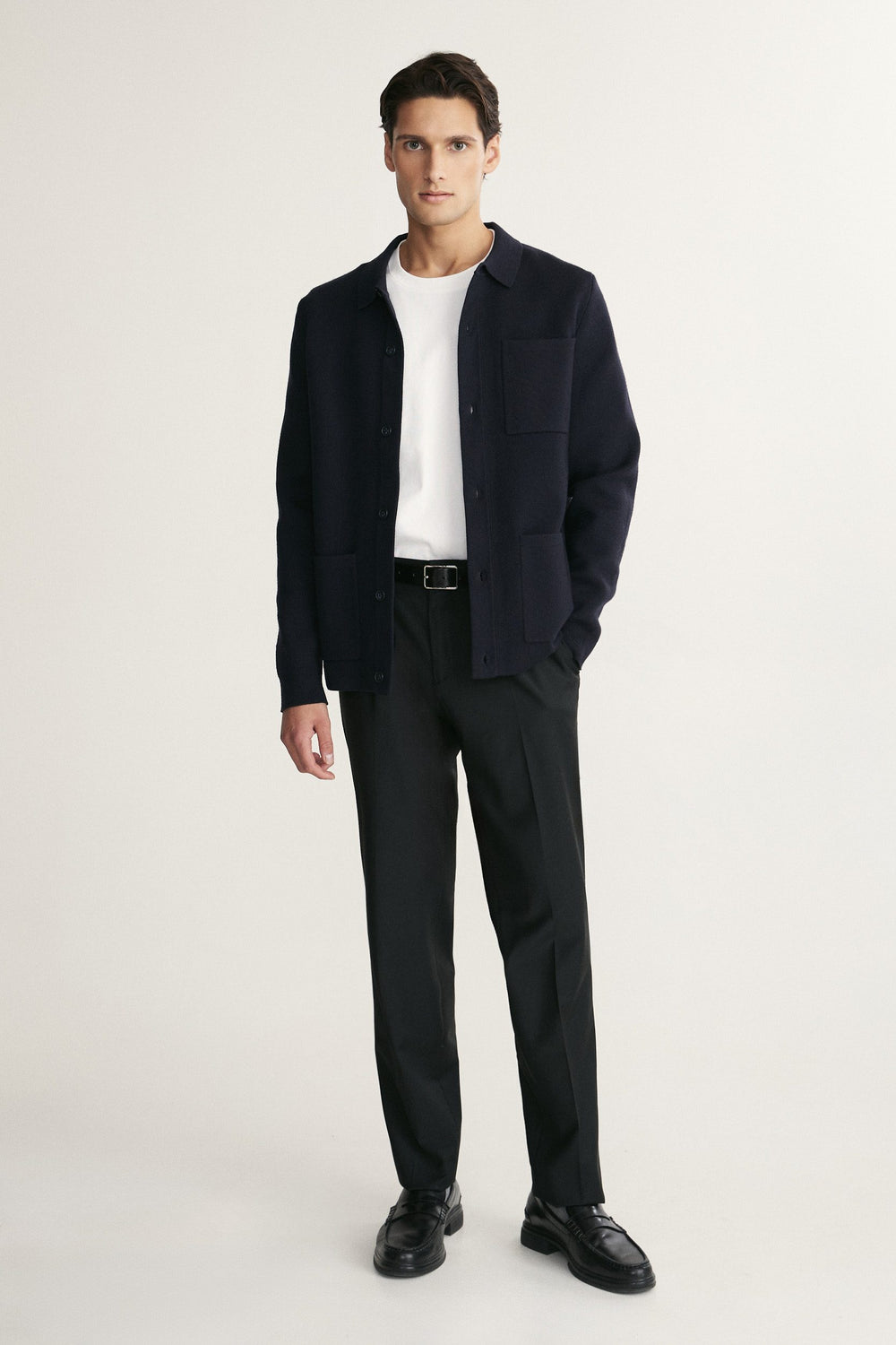 Overshirt look knitted cardigan