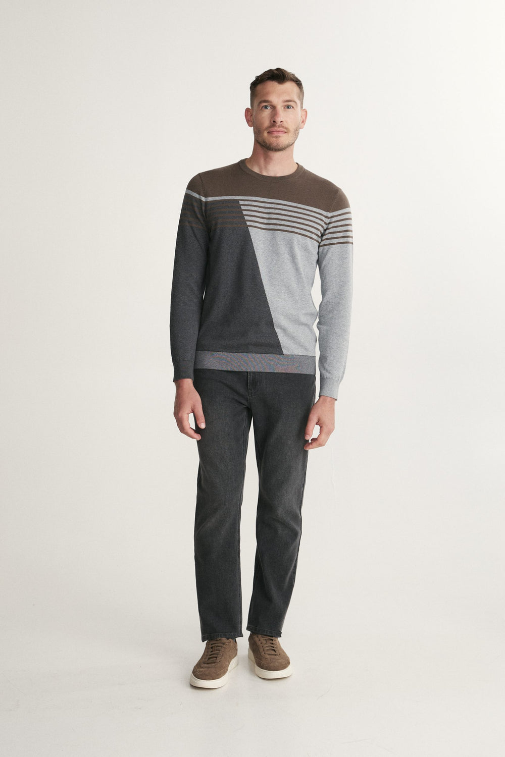 Striped Crew-Neck Sweater