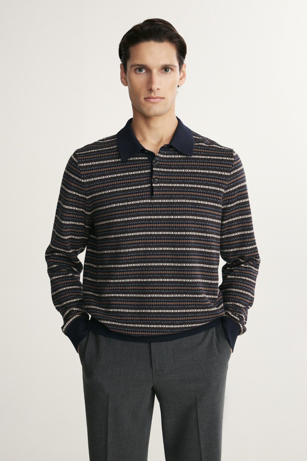 Polo en maille jacquard