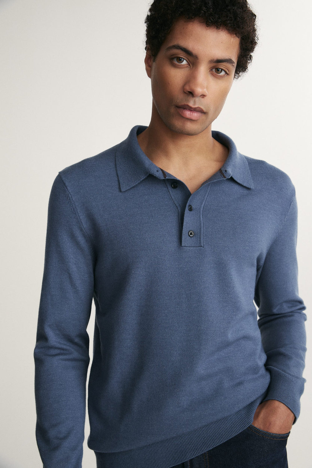 Solid polo sweater