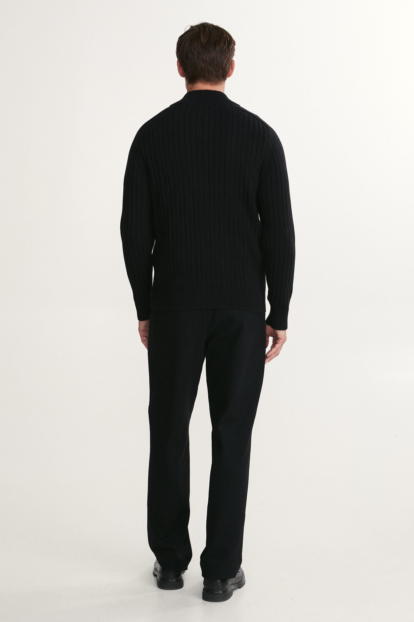 Rib cardigan with zipper