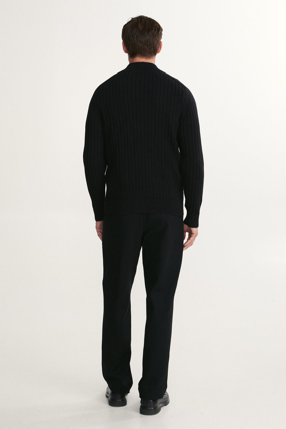 Rib cardigan with zipper