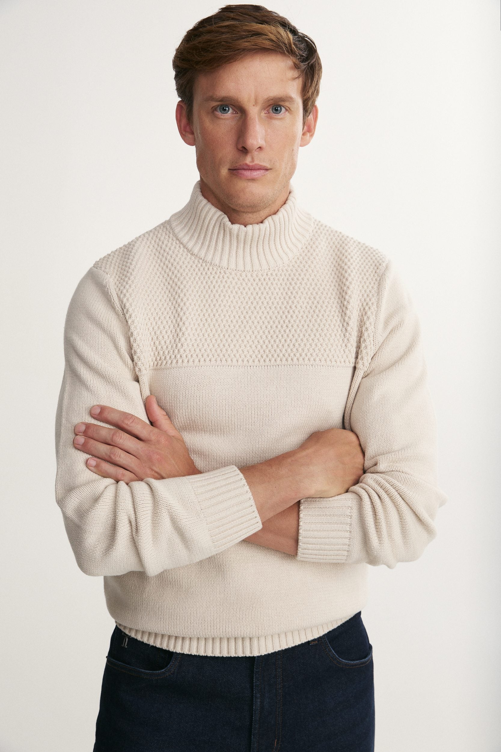 Textured mock neck sweater