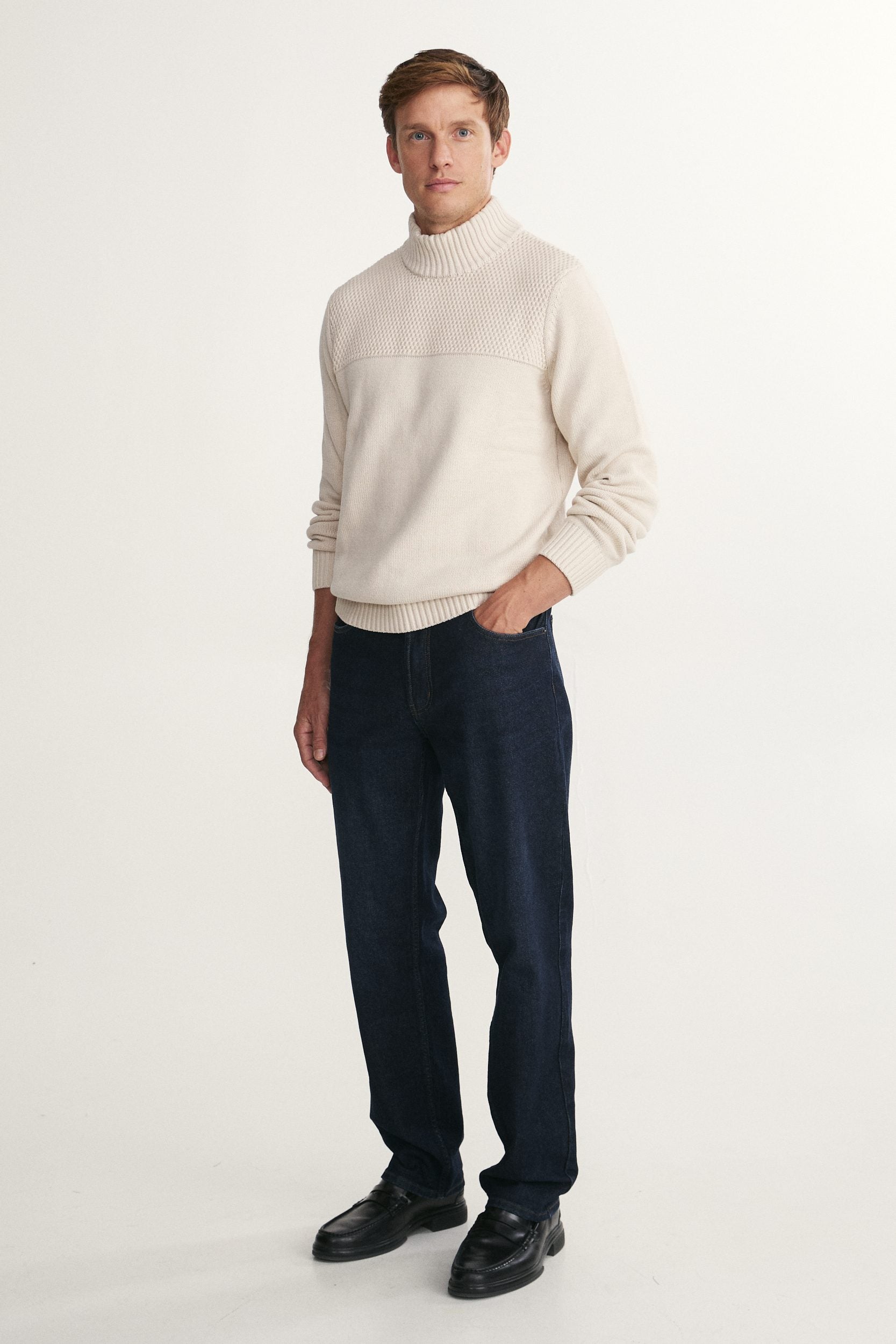 Textured mock neck sweater