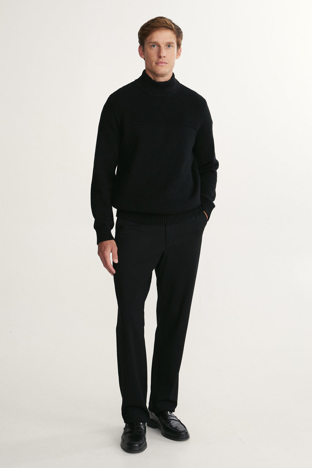 Textured mock neck sweater