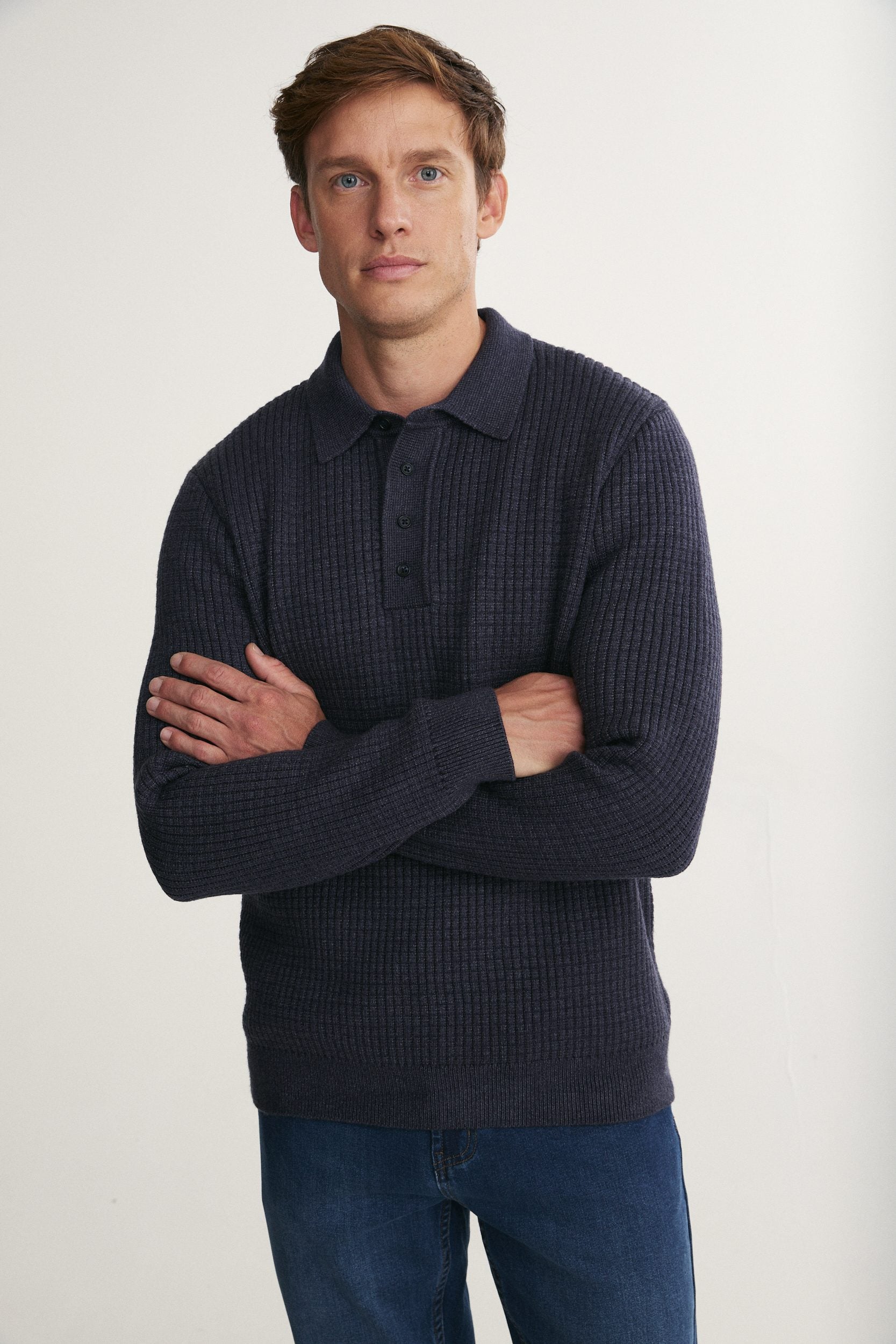 Polo en maille texturée