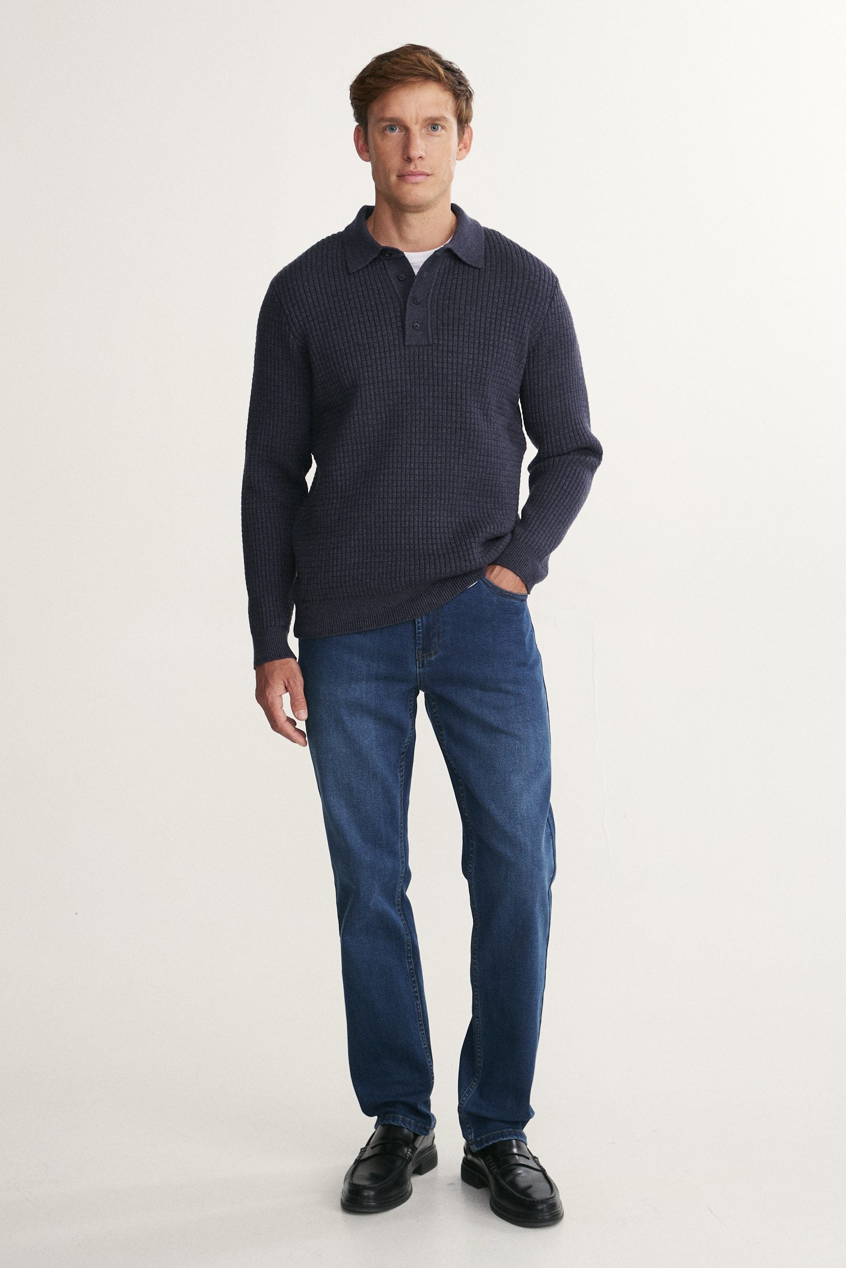 Polo en maille texturée
