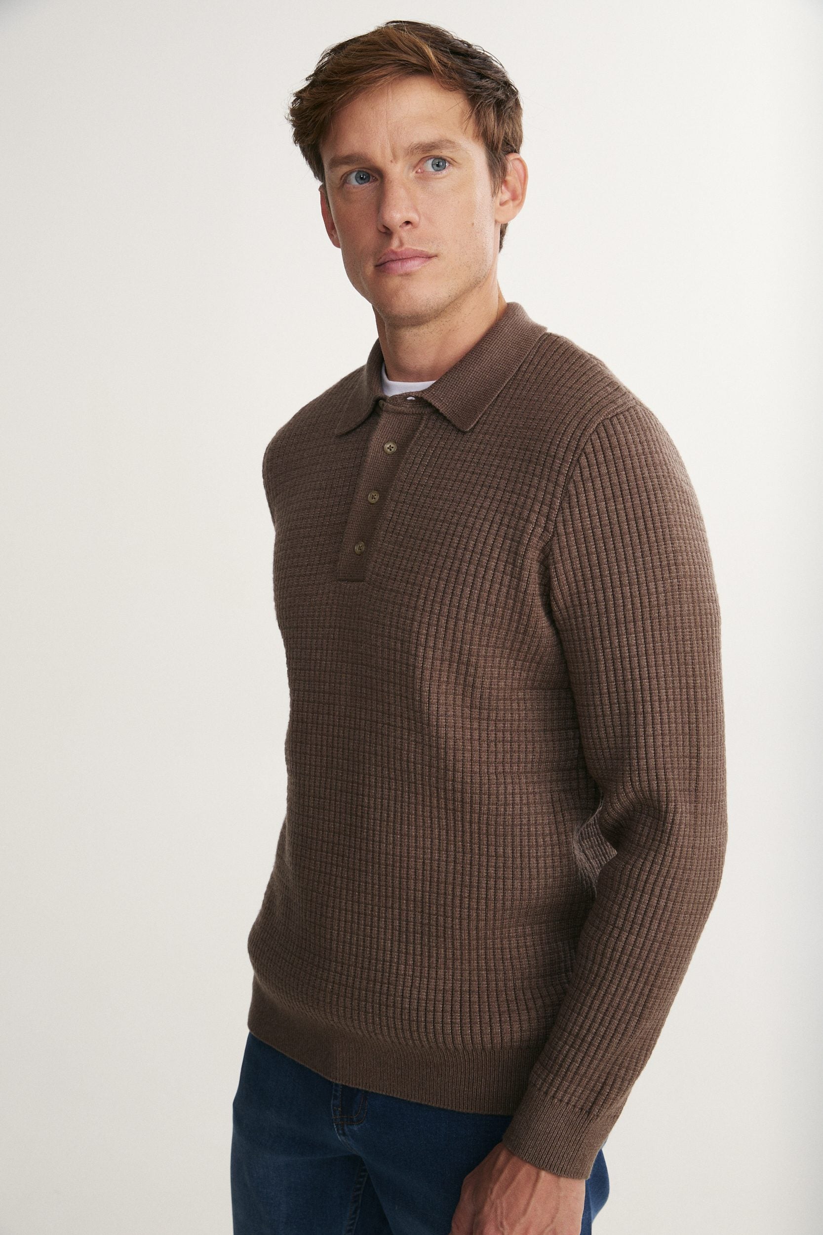 Polo en maille texturée