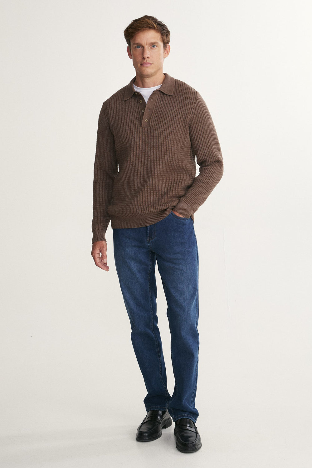 Polo en maille texturée
