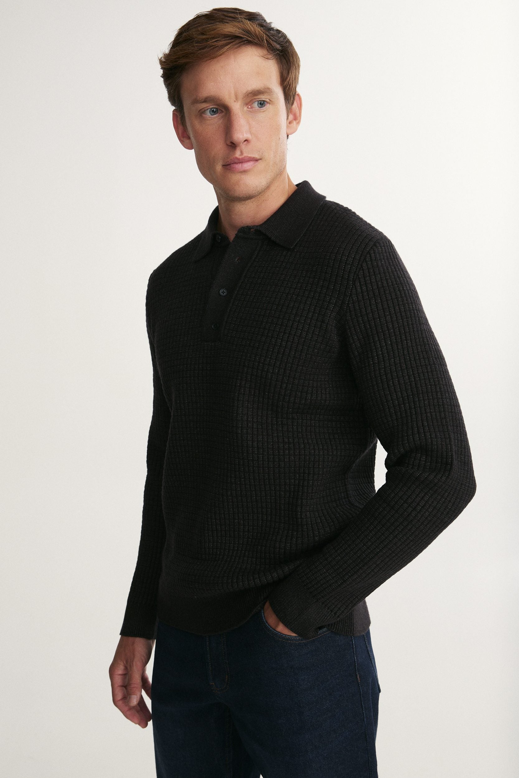 Polo en maille texturée