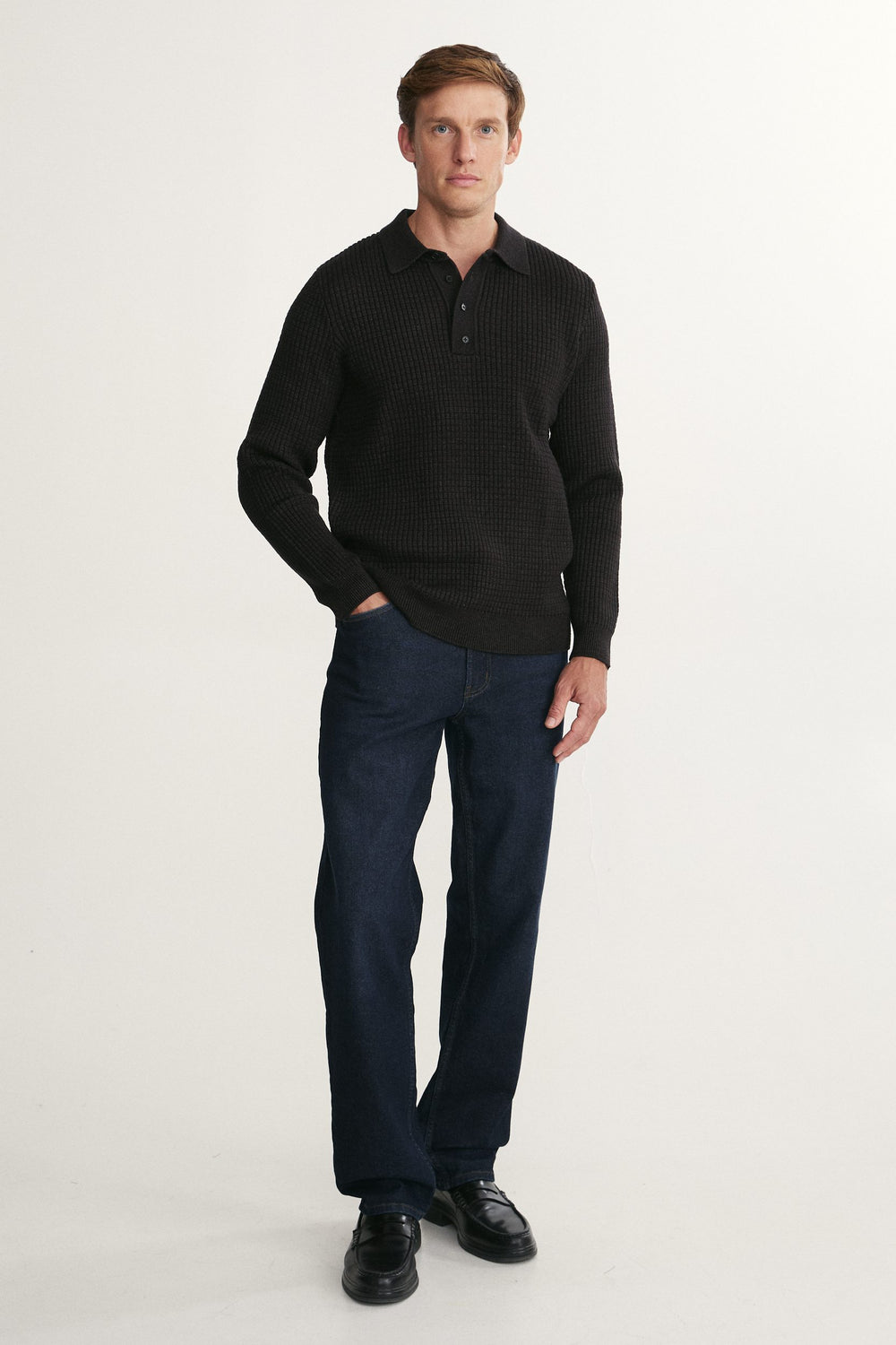 Polo en maille texturée