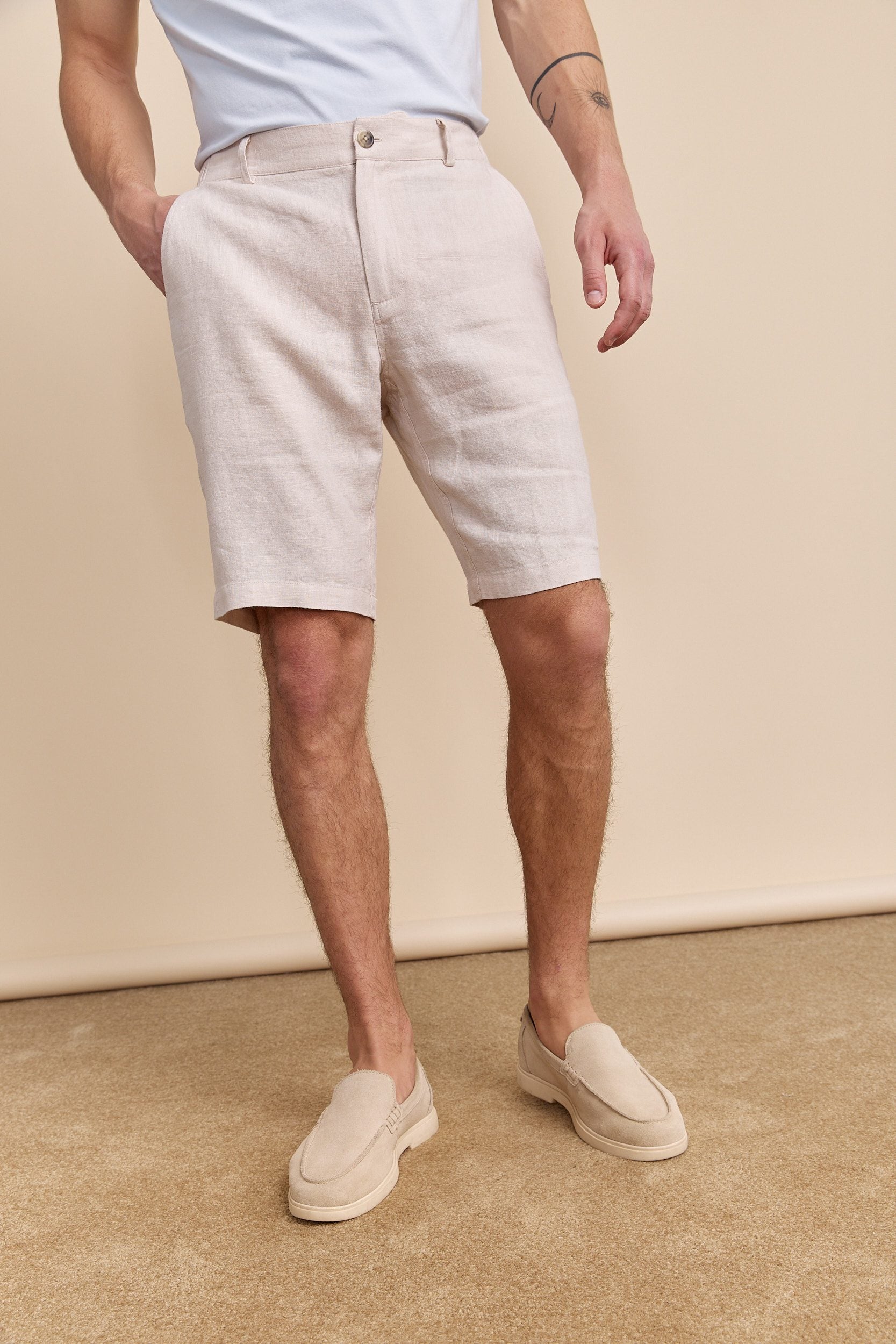 Bermuda de lin à taille élastique