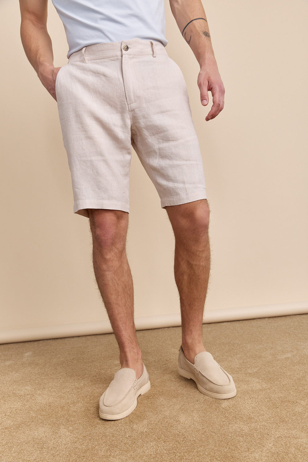 Bermuda de lin à taille élastique