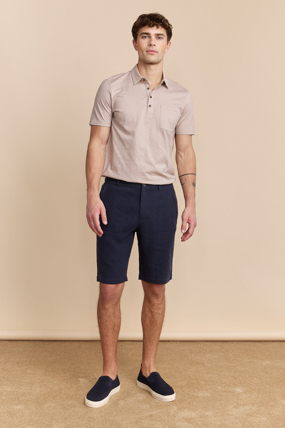 Bermuda de lin à taille élastique