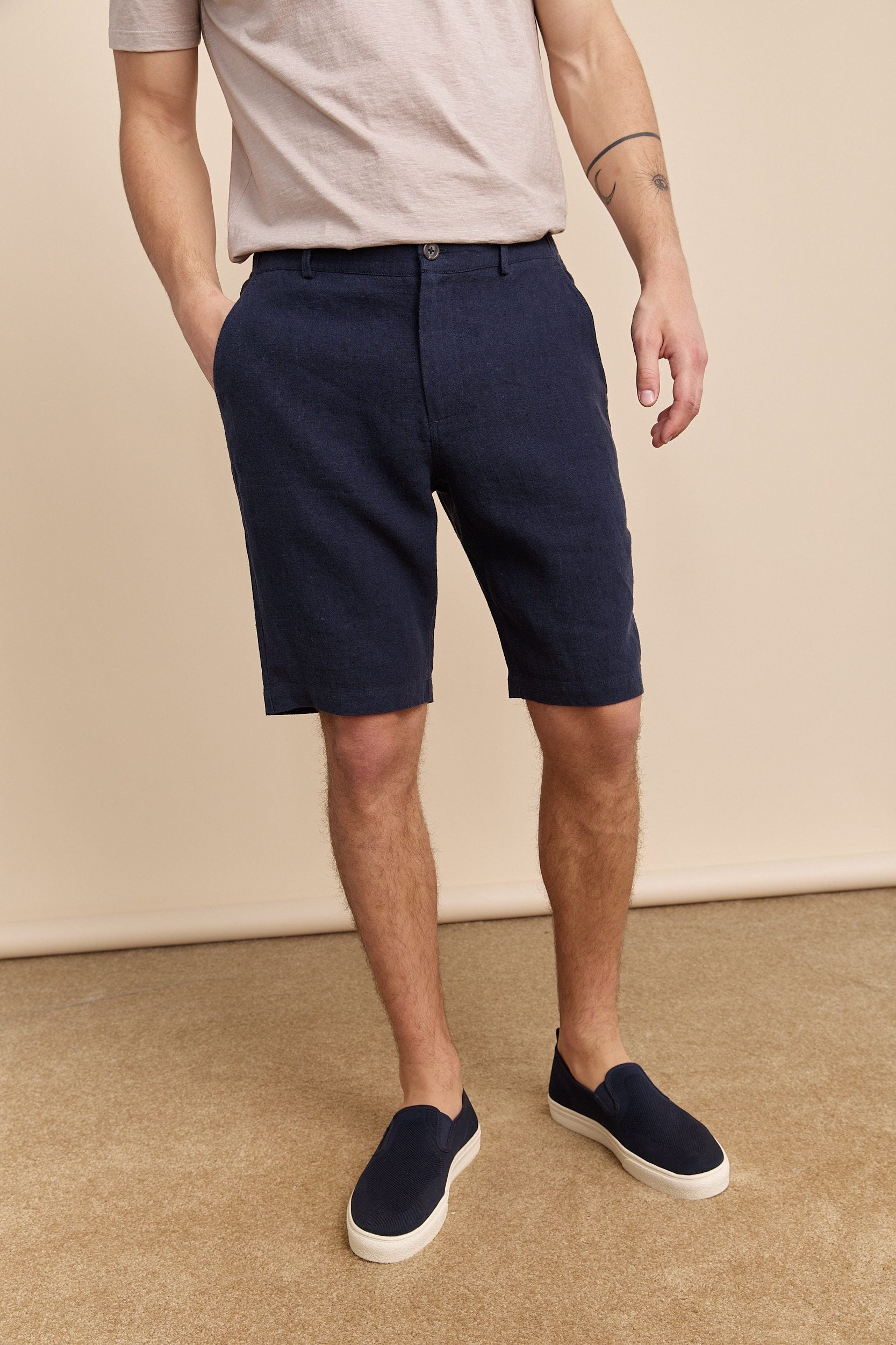Bermuda de lin à taille élastique