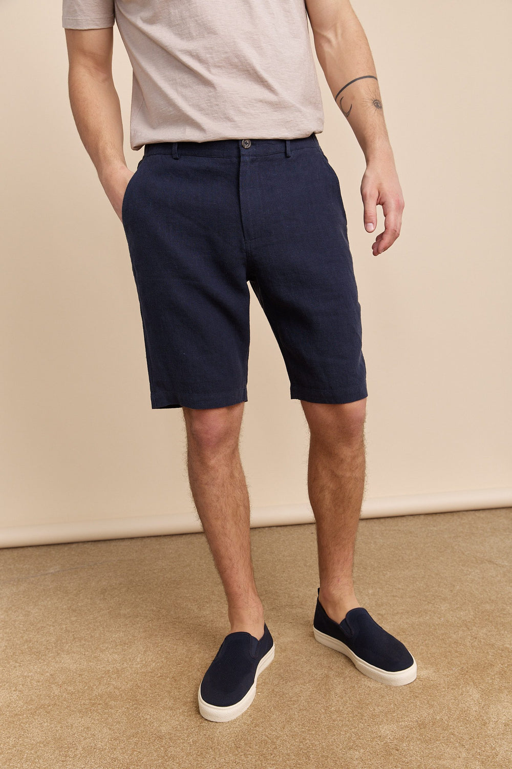 Bermuda de lin à taille élastique